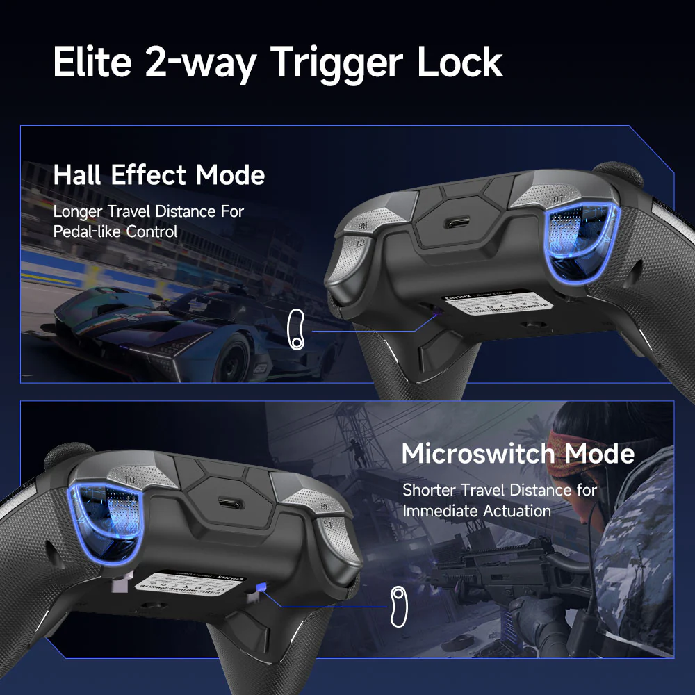 EasySMX® D10 Multiplatform Gaming Controller - Black Version: TMR Sticks, Trigger Lock and Charging Dock - Image 4