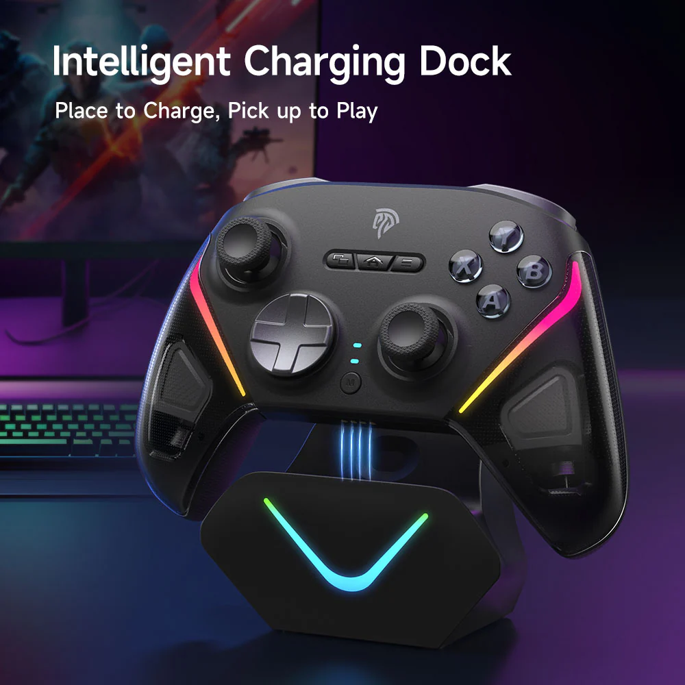 EasySMX® D10 Multiplatform Gaming Controller - Black Version: TMR Sticks, Trigger Lock and Charging Dock - Image 8