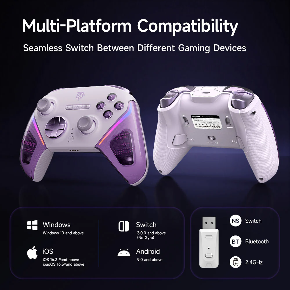 EasySMX® D10 Multiplatform Gaming Controller with TMR sticks, Trigger Lock and Charging Dock - Image 9